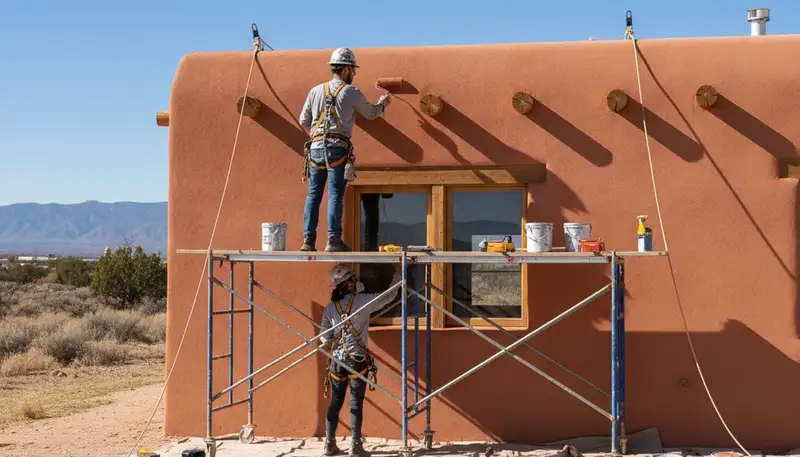 Professional Albuquerque, NM painting crew on a residential exterior painting project
