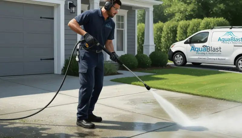Albuquerque Paint Pros cleaning a concrete driveway in Albuquerque, NM