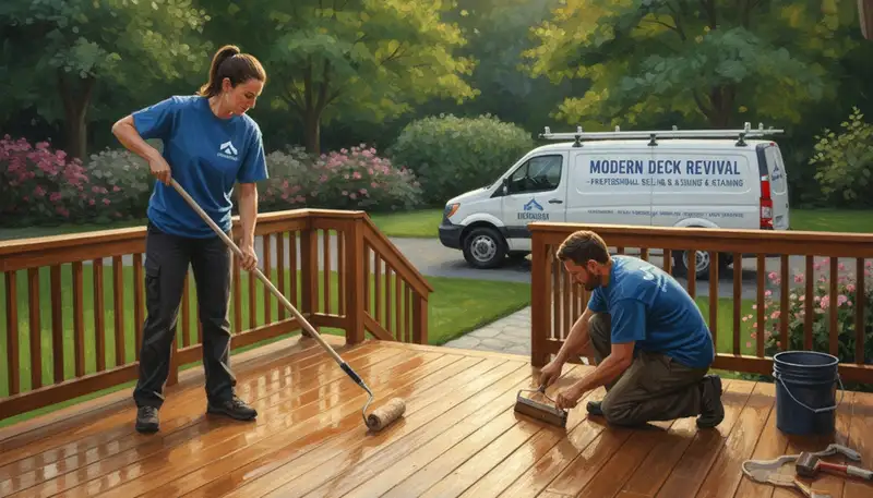 Professional deck sealing in Albuquerque, NM protects wood from sun and moisture