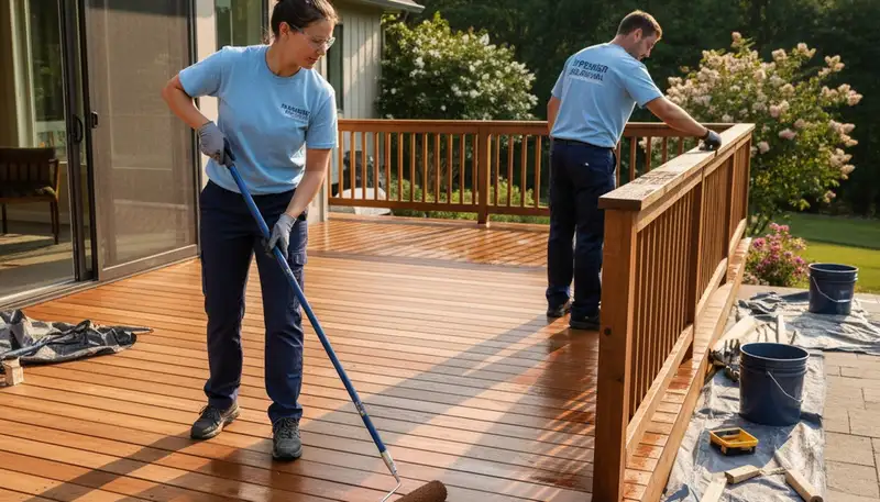 Albuquerque, NM deck staining service protecting wood from sun and monsoon moisture