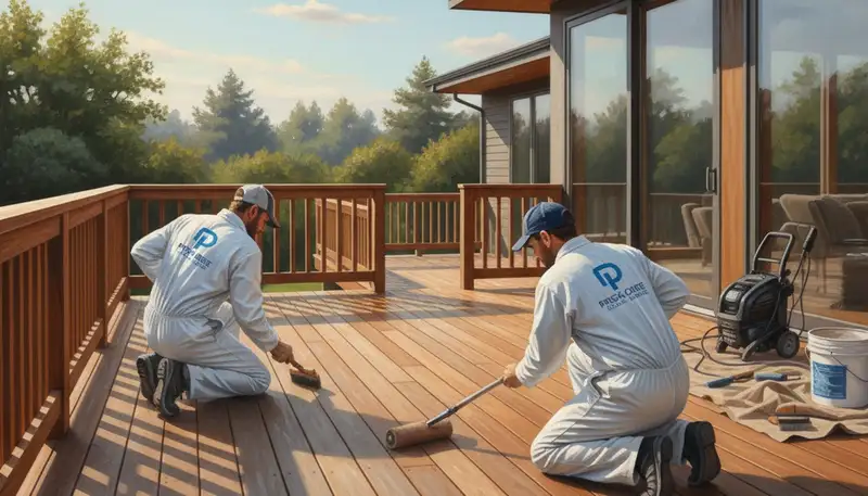 Albuquerque, NM deck staining service protecting and enhancing wood grain on a residential deck