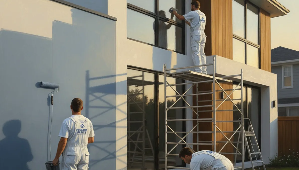 House painters in Albuquerque, NM applying durable exterior paint for desert weather