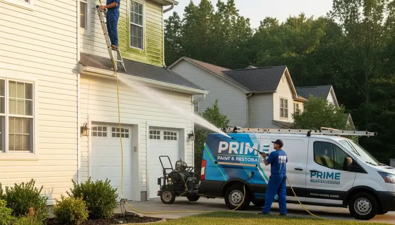 Vinyl siding pressure cleaning for Albuquerque, NM home exterior by Albuquerque Paint Pros